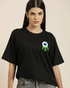 Black Eye Oversized Women's Printed T-Shirt